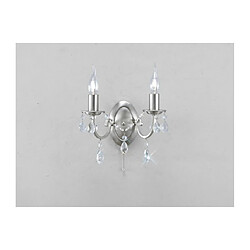 Luminaire Center Applique murale Kyra avec interrupteur 2 Ampoules nickel satiné/cristal Coloris : nickel satiné Largeur en Cm : 26 Hauteur en Cm : 27 Profondeur en Cm : 17 Poids en Kilos : 0,5 Nombre d'ampoules : 2 Type d'ampoule : E14 Pui