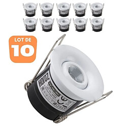 HOROZ ELECTRIC Lot de 10 minis spots LED SILVIA 1W orientable rond blanc