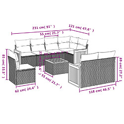 Avis vidaXL Salon de jardin 9 pcs avec coussins noir résine tressée