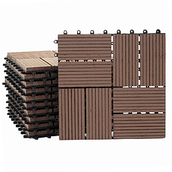 Avis Decoshop26 Carrelage de sol WPC balcon terrasse aspect bois 11 pièces 30x30cm 1m² décalage en teck couleur café 04_0005442