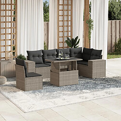 vidaXL Salon de jardin avec coussins 7 pcs gris clair résine tressée 