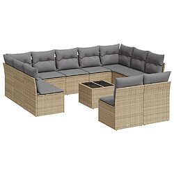 Maison Chic Salon de jardin avec coussins 12 pcs | Ensemble de Table et chaises | Mobilier d'Extérieur beige résine tressée -GKD11152