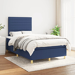 Avis Maison Chic Lit adulte- Lit + matelas,Sommier à lattes de lit avec matelas bleu 120x190 cm tissu -GKD17640