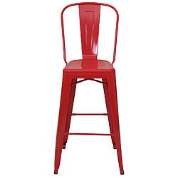 Avis Mendler 4x tabouret de bar HWC-A73, chaise de comptoir avec dossier, métal, design industriel ~ rouge