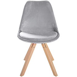 Decoshop26 Chaise de salle à manger x1 style scandinave en velours gris clair pieds en bois clair 10_0001474