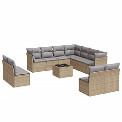 Maison Chic Salon de jardin avec coussins 12 pcs | Ensemble de Table et chaises | Mobilier d'Extérieur beige résine tressée -GKD17717