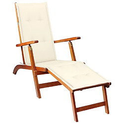 vidaXL Chaise de terrasse avec repose-pied et coussin Acacia solide