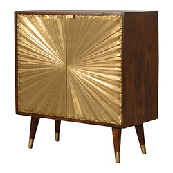 Avis Artisan Furniture Cabinet en bois massif noyer avec accents dorés manille, rangement salon