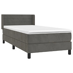 Avis Maison Chic Lit Adulte - Lit simple Lit à sommier tapissier et matelas moelleux - Meuble de Chambre - Gris foncé 90x200 cm Velours -MN31454