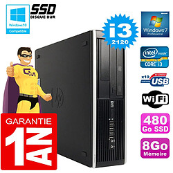 PC HP Compaq 8300 SFF Core I3-2120 Ram 8Go Disque 480 Go SSD Graveur DVD Wifi W7 - Occasion