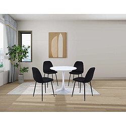 Hooma Lot de 4 chaises scandinaves confortables en velours et métal - Noir