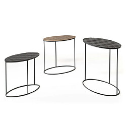 Rousseau Ensemble de tables d'appoint 3 pcs Tanto Métal Noir et doré