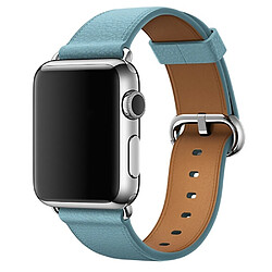 Wewoo Bracelet en cuir avec bouton de montre classique pour Apple Watch séries 3 et 2 & 1 38 mm bleu clair 