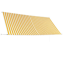 Avis Maison Chic Store banne | Auvent rétractable de porte | Marquise Brise-soleil 350x150 cm Jaune et blanc -GKD79931