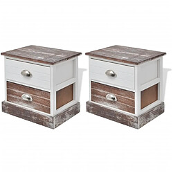 Maison Chic Lot de 2 Tables de chevet,Table de nuit,Table d'appoint pour salon Marron et Blanc -MN73427