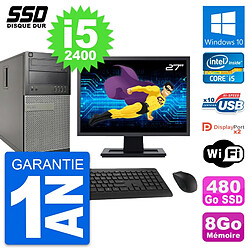 PC Tour Dell OptiPlex 9010 Ecran 27" i5-2400 RAM 8Go SSD 480Go Windows 10 Wifi · Occasion 