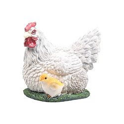 Farmwood Animals Poule couvant avec poussin en résine 17 x 23 x 19 cm blanc.