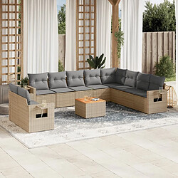 Maison Chic Salon de jardin 11 pcs avec coussins | Ensemble de Table et chaises | Mobilier d'Extérieur beige résine tressée -GKD16504