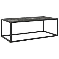 vidaXL Table basse Noir avec verre marbre noir 100x50x35 cm