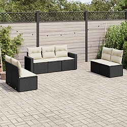 vidaXL Salon de jardin 7 pcs avec coussins noir résine tressée