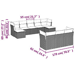 Avis vidaXL Salon de jardin avec coussins 10 pcs gris clair résine tressée