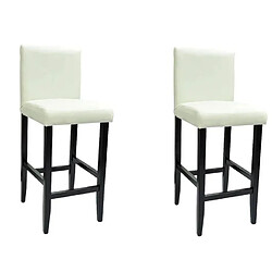 Helloshop26 Lot de deux tabourets de bar design chaise siège cuir artificiel blanc 1202148 