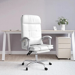 Maison Chic Fauteuil de massage inclinable de bureau,Fauteuil luxe de relaxation Blanc Similicuir -MN77793