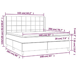 Acheter vidaXL Sommier à lattes de lit matelas et LED Noir 160x200 cm Tissu