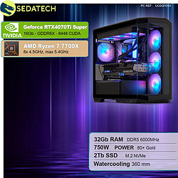 Sedatech PC Gamer V360 • AMD Ryzen 7 7700X • RTX4070Ti Super • 32Go DDR5 • 2To SSD M.2 • sans OS