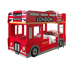 Mes Lits superposés bus london 90x200 cm + matelas rouge 