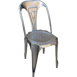 Antic Line Creations Chaise Vintage en métal Argent.