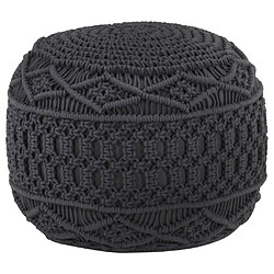 vidaXL Pouf fait à la main en macramé Anthracite 45x30 cm Coton 