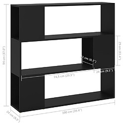 vidaXL Bibliothèque/Séparateur de pièce Noir 100x24x94 cm pas cher