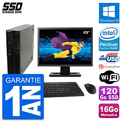 PC Lenovo M82 SFF Ecran 19" Intel G630 RAM 16Go SSD 120Go Windows 10 Wifi - Occasion