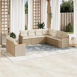 Maison Chic Salon de jardin avec coussins 9 pcs, Ensemble Tables et chaises de jardin, beige résine tressée -GKD551102