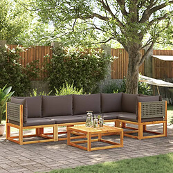 vidaXL Salon de jardin avec coussins 6 pcs bois d'acacia solide