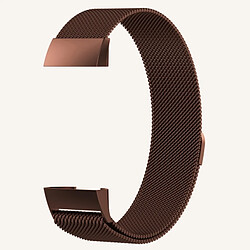 Wewoo Bracelet pour montre connectée Dragonne magnétique en acier inoxydable FITBIT Charge 3Taille Grand217x18mm Café