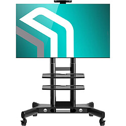 ONKRON Support TV Mobile sur Roulettes pour 40" - 70" TVs, Chariot TV Support Roulant Poids jusqu'à 45,5 kg - Meuble TV Sur Roulettes VESA 100x100 - VESA 600x400 mm/Support TV Roulettes TS1552-B Noir