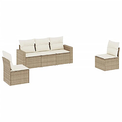 vidaXL Salon de jardin avec coussins 5 pcs beige résine tressée