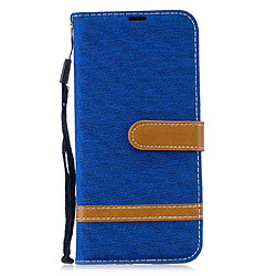 Etui en PU tissu jean bicolore avec support bleu clair pour votre Huawei P Smart (2019)/Honor 10 Lite