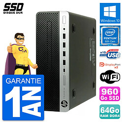 PC HP ProDesk 600 G3 SFF Intel Pentium G4400 RAM 64Go SSD 960Go Windows 10 Wifi - Occasion