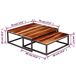 vidaXL Ensemble de table basse gigogne 2 pcs Bois massif pas cher