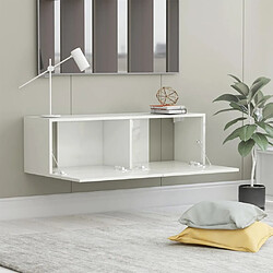 Avis Maison Chic Meuble TV scandinave - Banc TV pour salon Blanc brillant 100x30x30 cm Aggloméré -MN45605