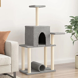 Arbre à chat avec griffoirs,niche pour chat en sisal gris clair 122 cm -MN38064