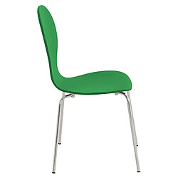 Acheter Decoshop26 Lot de 2 chaises de cuisine salle à manger empilables dossier arrondi en bois vert et métal chromé 10_0003086