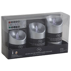 Aubry Gaspard Coffret 3 bougies à LED avec télécommande Or argent.