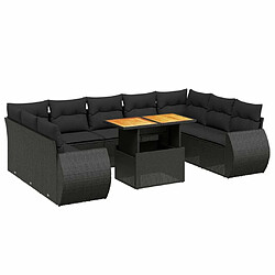 Maison Chic Salon de jardin 10 pcs avec coussins, Ensemble Tables et chaises d'extérieur noir résine tressée -GKD161174