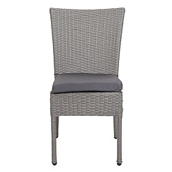 Avis Mendler Lot de 2 chaises en poly rotin HWC-G19 chaise de jardin, empilable ~ gris, coussin gris foncé