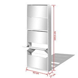 Acheter vidaXL Meuble à chaussures 5 étagères et miroir 63x17x169,5 cm Blanc