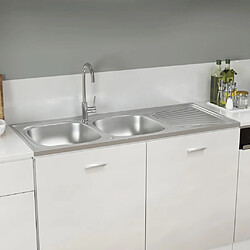 vidaXL Évier de cuisine à double évier argenté 1200x500x155 mm inox